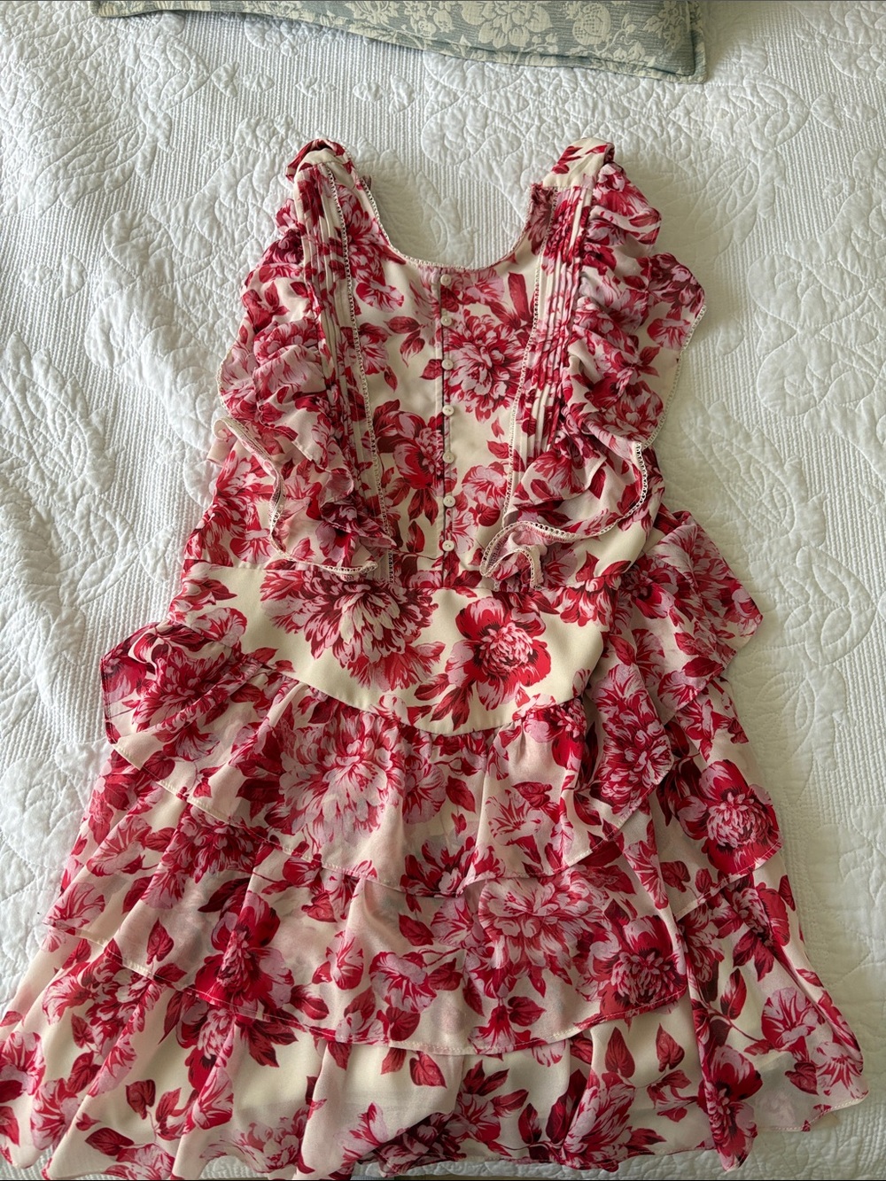 Forever New Pink Floral Ruffle Tiered Dress